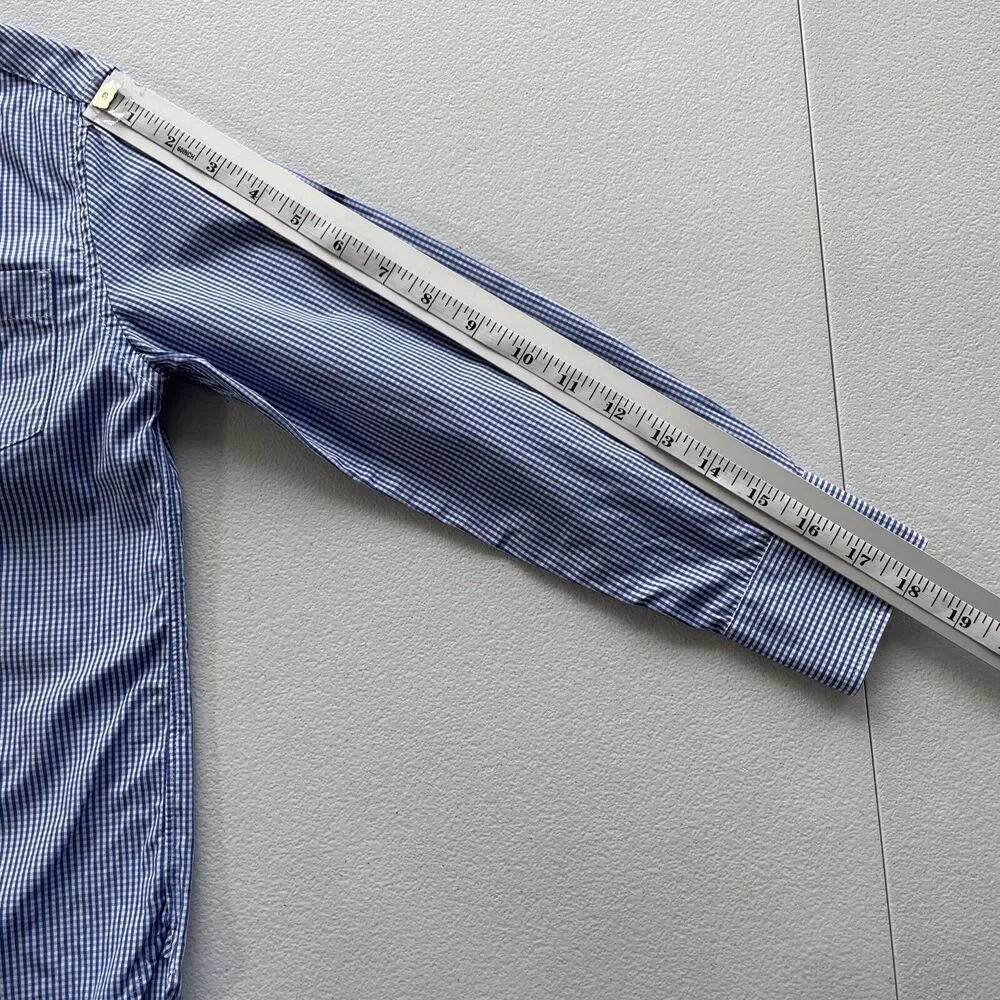 Crewcuts Thompson Plaid Button Up Shirt Boys Size 8 Long Sleeve Blue White - Picture 6 of 8